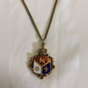 Vintage Coro Family Crest Coat of Arms Pendant Necklace